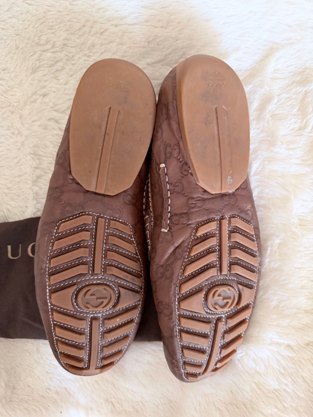 Gucci Brown Leather GG Embossed Penny Loafers - Picture 6 of 6